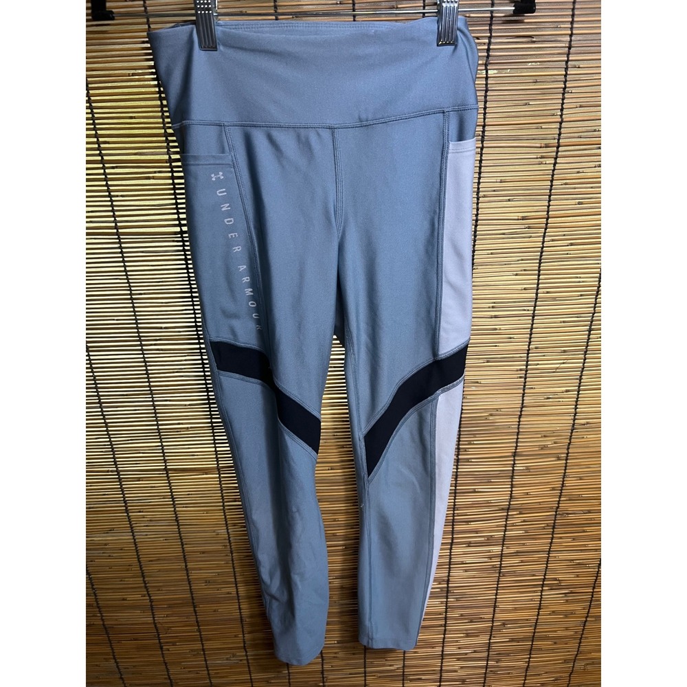 Under Armour Medium Leggings Blue Colorblock Side Pocket Polyester Blend